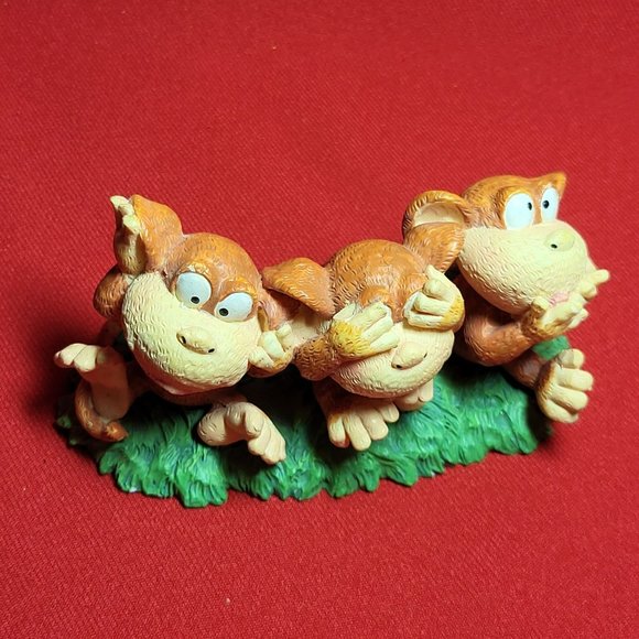 Russ Monkey Business Hear See Speak No Evil Figurine Ceramic Decor - Picture 12 of 12